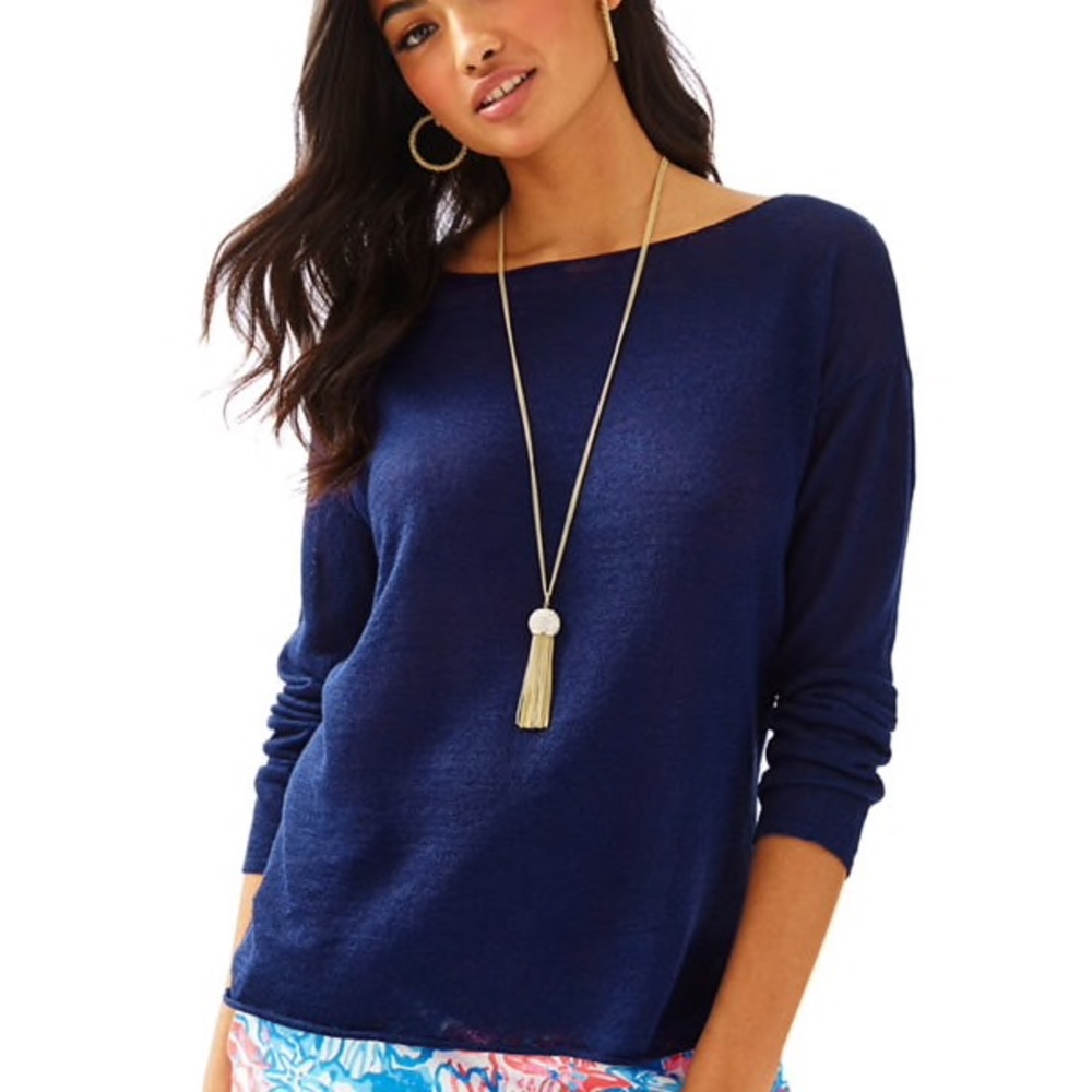 Lilly Pulitzer Navy Boatneck Sweater, S, BNWT